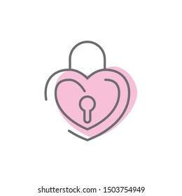 Retro style illustration of the heart lock, valentine romance vector
