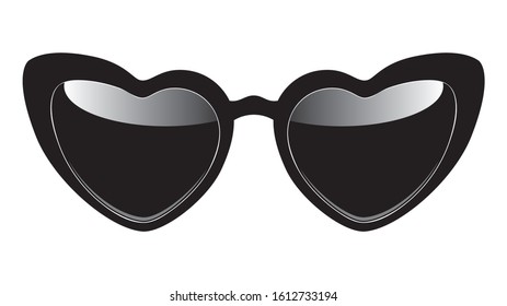 Retro style illustration of heart shaped sunglasses design.