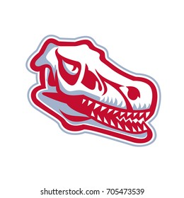 Retro style illustration of A Velociraptor Raptor Skull viewed from side on isolated white background.