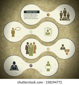 Retro style inforgraphic template with teamwork