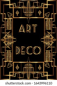 Retro style invitation in Art Deco. Flyer, booklet, greeting card, invitation, packaging, advertising template.
