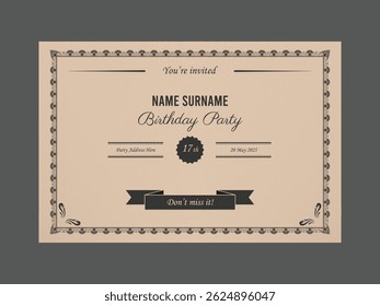 Retro style invitation template for multipurpose event