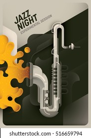 Retro style Jazz night poster. Vector illustration.