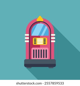 Retro style jukebox with a long shadow, evoking feelings of nostalgia and musical entertainment