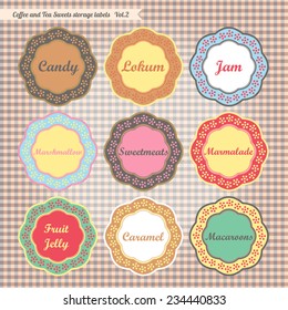 Retro style kitchen food storage tags collection vector 