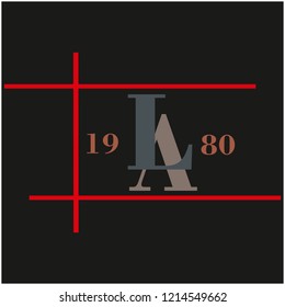 Retro style LA vector typography, for t-shirt prints and other uses.