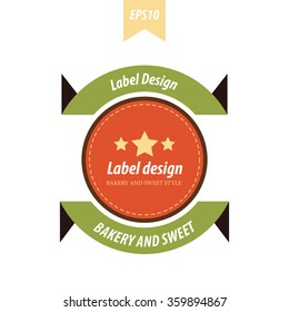Retro style label green and orange color