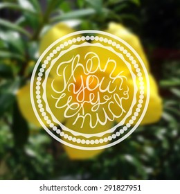 Retro Style Label on Blurred Background. Thank you very much