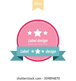 Retro style label pink and blue color