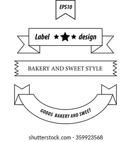 Retro style label and ribbon line style