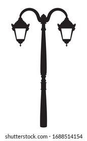 Retro style lamp post silhouette design on white background.