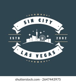 Retro Style Las Vegas Skyline Emblem