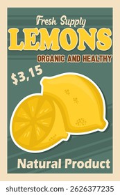 Retro Style Lemon Fruit Poster
