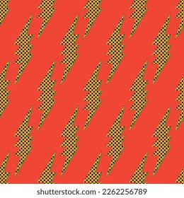 Retro style lightning bolt seamless pattern with dots. Flat design. Vector 10 EPS illustration. 