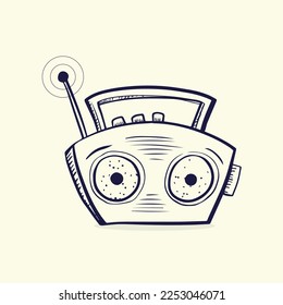 retro style line art radio vector illustration for world radio day and social media template. radio line art icon.