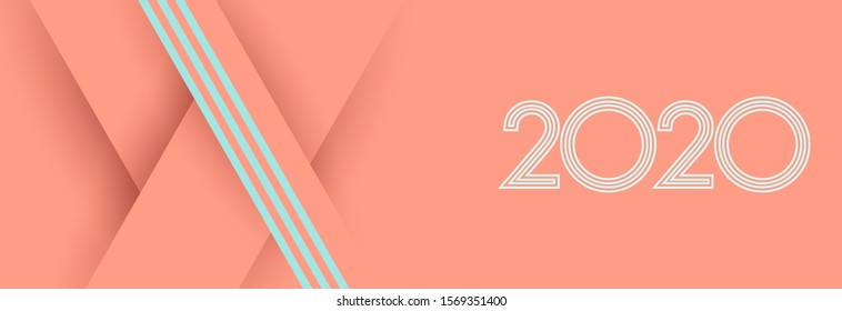  Retro style lines 2020 New Year on a aged red background geometric style. Creative element for design cards invitations party for the New Year 2020 and Christmas Retro design. Vector linear numbers. 