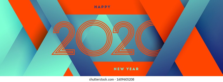 Retro style lines 2020 New Year on a aged red background geometric style. Creative element for design cards invitations party for the New Year 2020 and Christmas Retro design. Vector Trend colors.