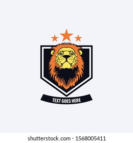Retro style lion badge head logo template