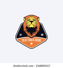 Retro style lion badge head logo template