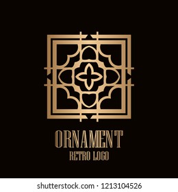 Retro style logo design, luxury vintage geometric vector illustration, art deco element