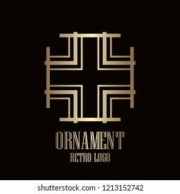 Retro style logo design, luxury vintage geometric vector illustration, art deco element