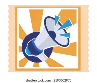 Retro Style Loud Male Pattern Stamp Sticker illustration.