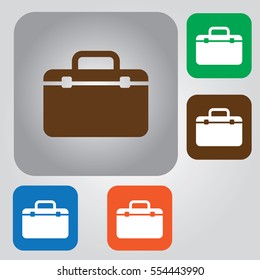 retro style luggage icon isolated on background