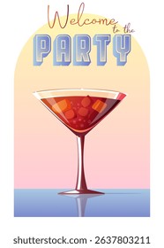 retro style manhattan summer cocktail party invitation poster
