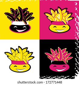 retro style mascots characters set vector