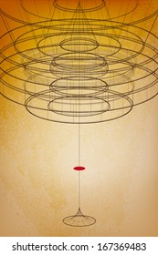 Retro style mechanical background, High detail full vector old paper. All effects are created with transparency and mesh. No gradients.