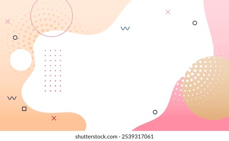 retro style memphis pattern fluid banner with geometric shapes design vector