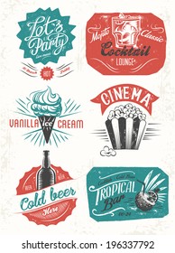 Retro style menu design elements