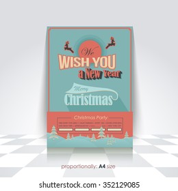 Retro Style Merry Christmas and New Year Flyer, Poster Design