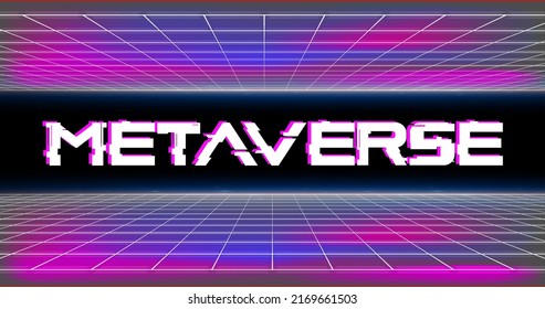 Retro style metaverse background. Editable content.