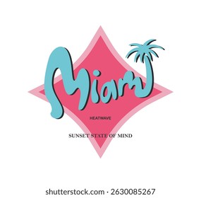 Retro style Miami lettering for logo and fashion printing.