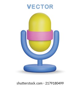 Icono vectorial 3d del micrófono de estilo retro.