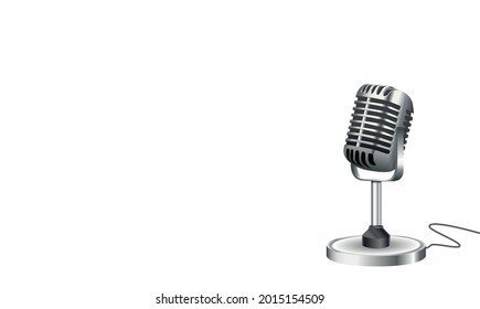 Retro style microphone isolated on white background