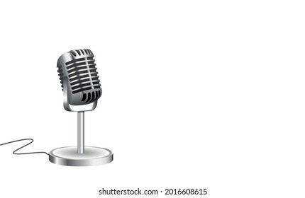 Retro style microphone isolated on white background