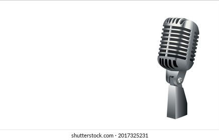 Retro style microphone isolated on white background