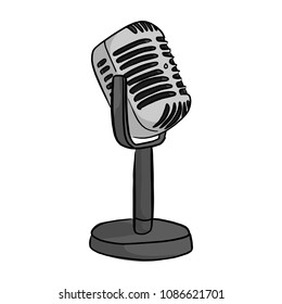 Retro style microphone vector illustration sketch doodle hand drawn with black lines isolated on white background