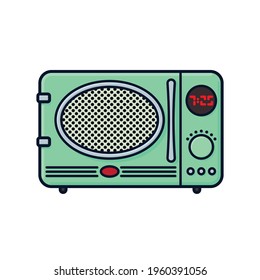 Retro style microwave oven isolated vector illustration for TV Dinner Day on September 10