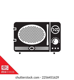 Retro style microwave oven vector glyph icon