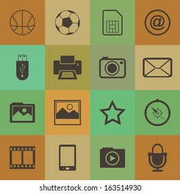 Retro style  mobile phone icons connection vector set.