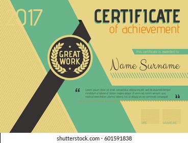 Retro style modern certificate template with clean pattern, Diploma of completion,Vector illustration