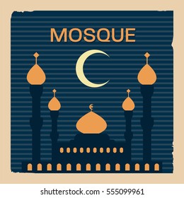 Retro style of mosque illustration in flat color