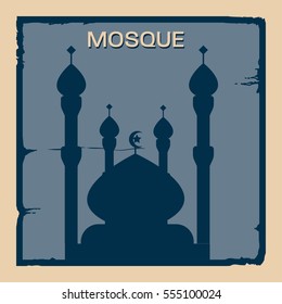 Retro style of mosque illustration in flat color