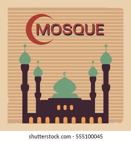 Retro style of mosque illustration in flat color