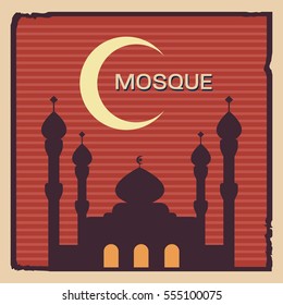 Retro style of mosque illustration in flat color