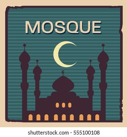 Retro style of mosque illustration in flat color