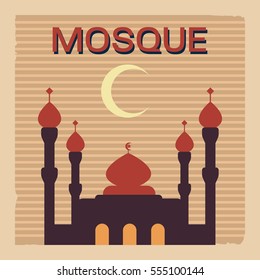 Retro style of mosque illustration in flat color